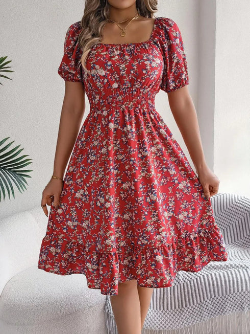 ruffled-hem-floral-puff-sleeve-dress OhSoStyled at Sophia's Style-13